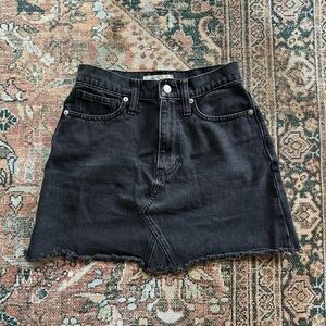 Madewell Black Denim Mini Skirt with Raw Hem